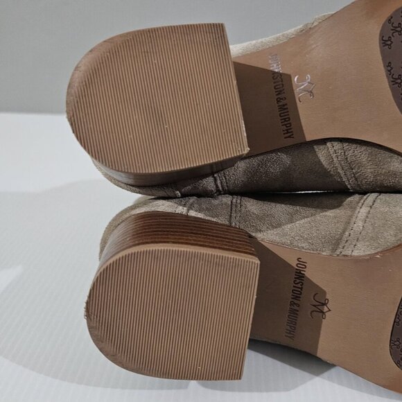 Johnston & Murphy Trista Ankle Bootie Womens 7 Taupe Suede Double Zip Low Heel - Picture 14 of 16